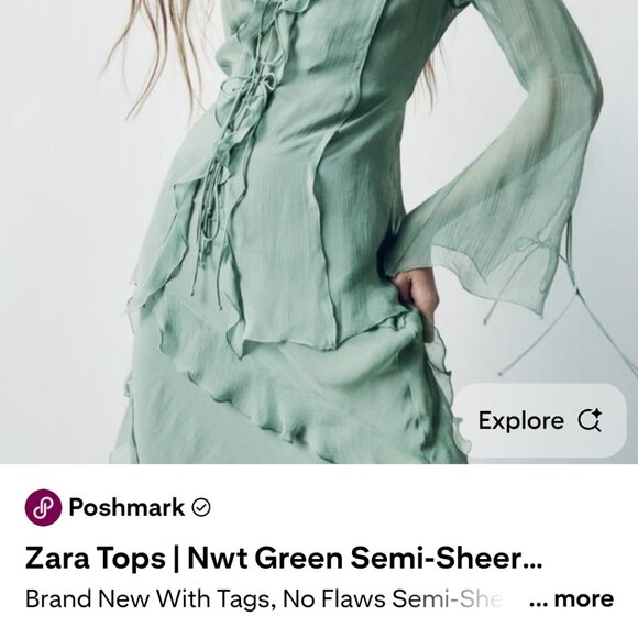 zara top cardigan sheer - Picture 3 of 4